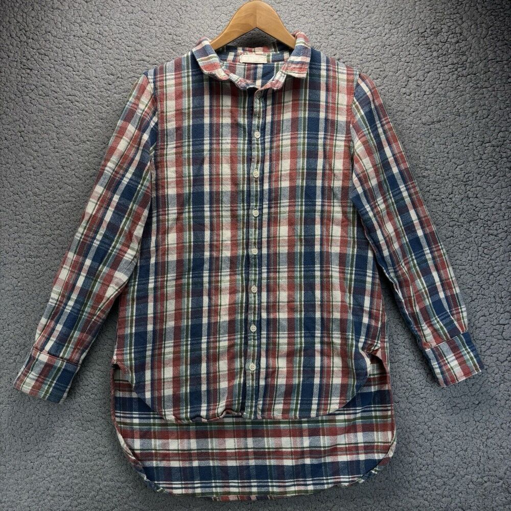 CP Shades Double Ply Soft Cotton Plaid Tunic Button Up Shirt Sz S